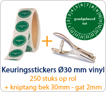 Goedgekeurd tot - rond 30mm pakketten op rol groen
