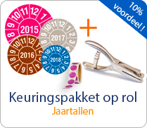 Aktie pakketten keuringsstickers op rol - Jaartallen