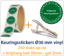 Volgende keuringsdatum - rond 30mm pakketten op rol groen