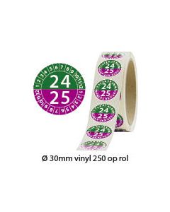 afbeelding keuringsstickers op rol dubbel jaartal 20124- 2025