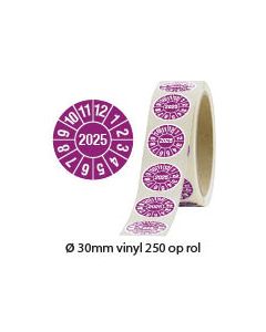 keuringssticker 2025 paars op rol 250 stuks