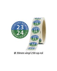 afbeelding keuringsstickers op rol dubbel jaartal 2023 - 2024