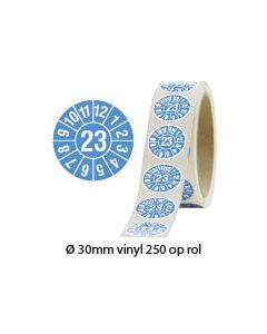 keuringssticker 2023 IMO blauw op rol rond 30mm