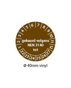 Keuringstickers-gekeurd-volgens-nen3140-tot-bruin-40mm-vinyl-rond
