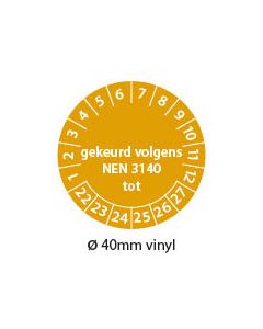 Keuringstickers-gekeurd-volgens-nen3140-tot-oranje-40mm-vinyl-rond