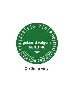 Keuringstickers-gekeurd-volgens-nen3140-tot-groen-30mm-vinyl-rond