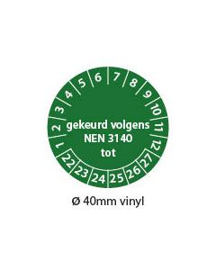 Keuringstickers-gekeurd-volgens-nen3140-tot-groen-40mm-vinyl-rond