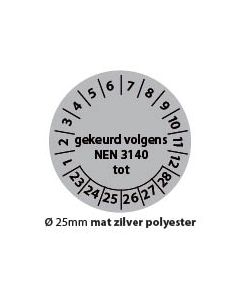 Keuringstickers-gekeurd-volgens-nen3140-tot-zwart-wit-25mm-mat-zilver-polyester-rond