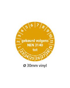 Keuringssticker-oranje-gekeurd-volgens-NEN3140-tot-30mm-vinyl