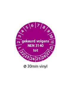 Keuringstickers-gekeurd-volgens-nen3140-tot-paars-30mm-vinyl-rond