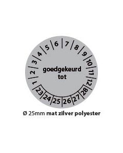 Keuringstickers-goedgekeurd-tot-zwart-wit-25mm-mat-zilver-polyester-rond