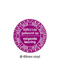 Keuringsticker-NEN3140-Gekeurd-op-volgende-keuring-paars-40mm-vinyl-rond