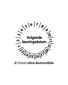 Keuringstickers-volgende-keuringsdatum-zwart-wit-25mm-ultra-destructible-rond