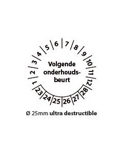 Keuringstickers-volgende-onderhoudsbeurt-zwart-wit-25mm-ultra-destructible-rond