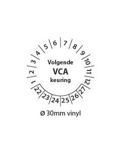 Keuringsticker-Volgende-VCA-keuring-zwart-wit-30mm-vinyl-rond