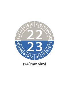 keuringssticker dubbel jaartal 2022-2023 / 22-23 rond 40mm