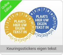 Maak hier uw keuringssticker met eigen tekst